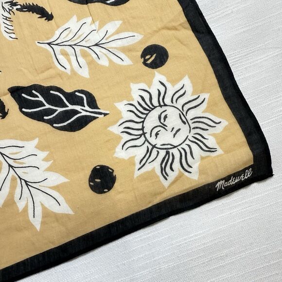 Madewell 100% Organic Cotton Sun Palm Tree Bandana Scarf 21 1/2 x 21 1/2 New - Picture 2 of 9